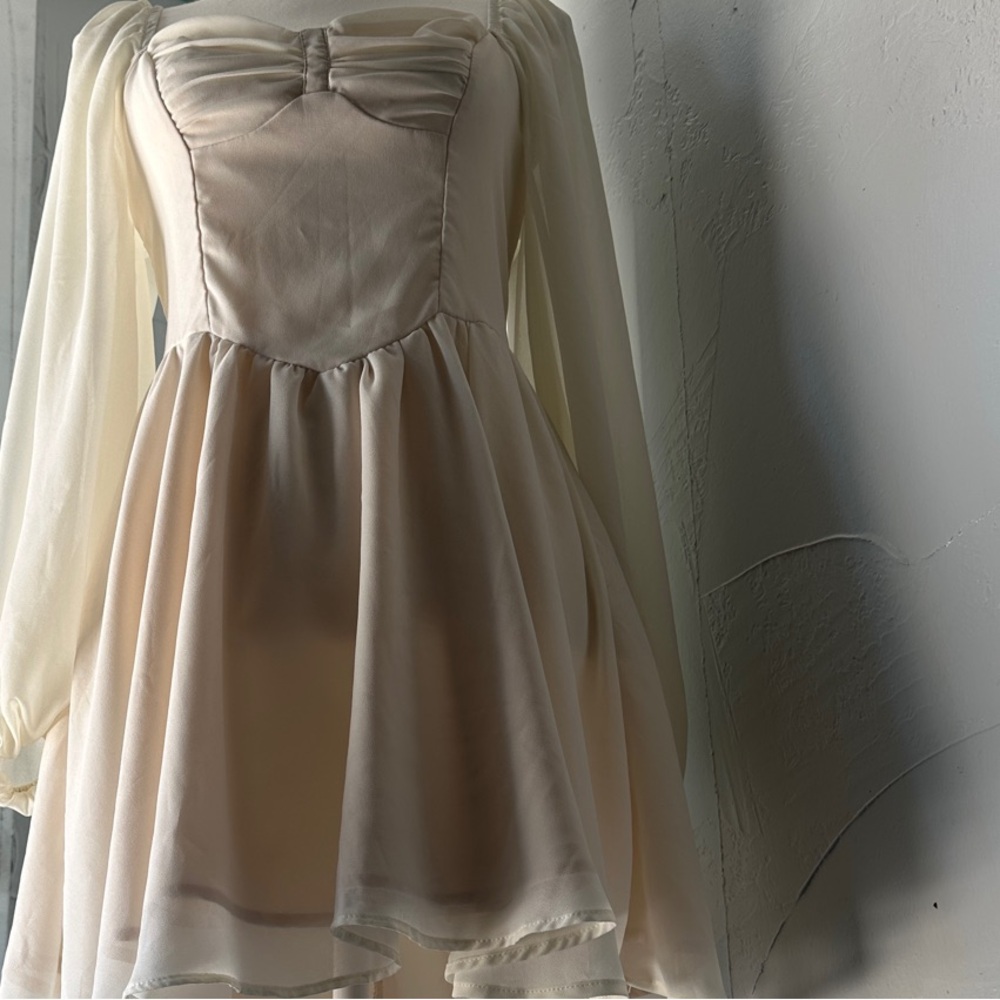 SHEIN Cream Long Sleeve Dress - Picture 7 of 10